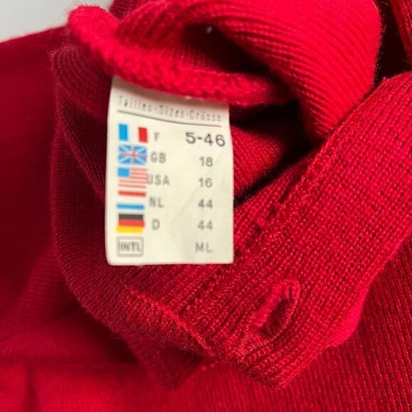 Saint James 100% Pure New Wool Red Cardigan Jacket Gold Buttons Size US 16 - Picture 6 of 13